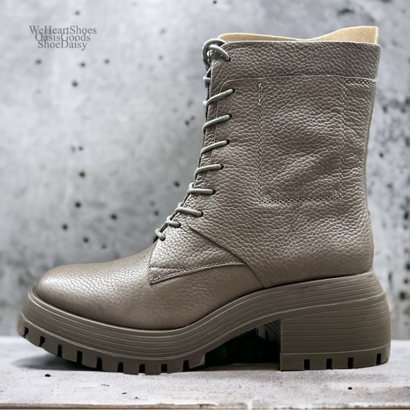 NIB Franco Sarto Jetson Taupe Leather Lugged Sole Combat Boots 8.5M - Picture 5 of 11